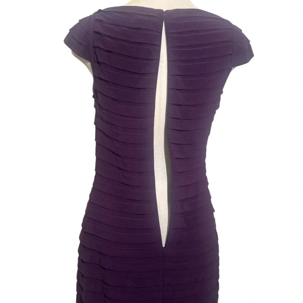 Adrianna Papell Elegant Deep Purple V-Neck Cap Sleeve Cocktail Dress Size 6 - Picture 6 of 11